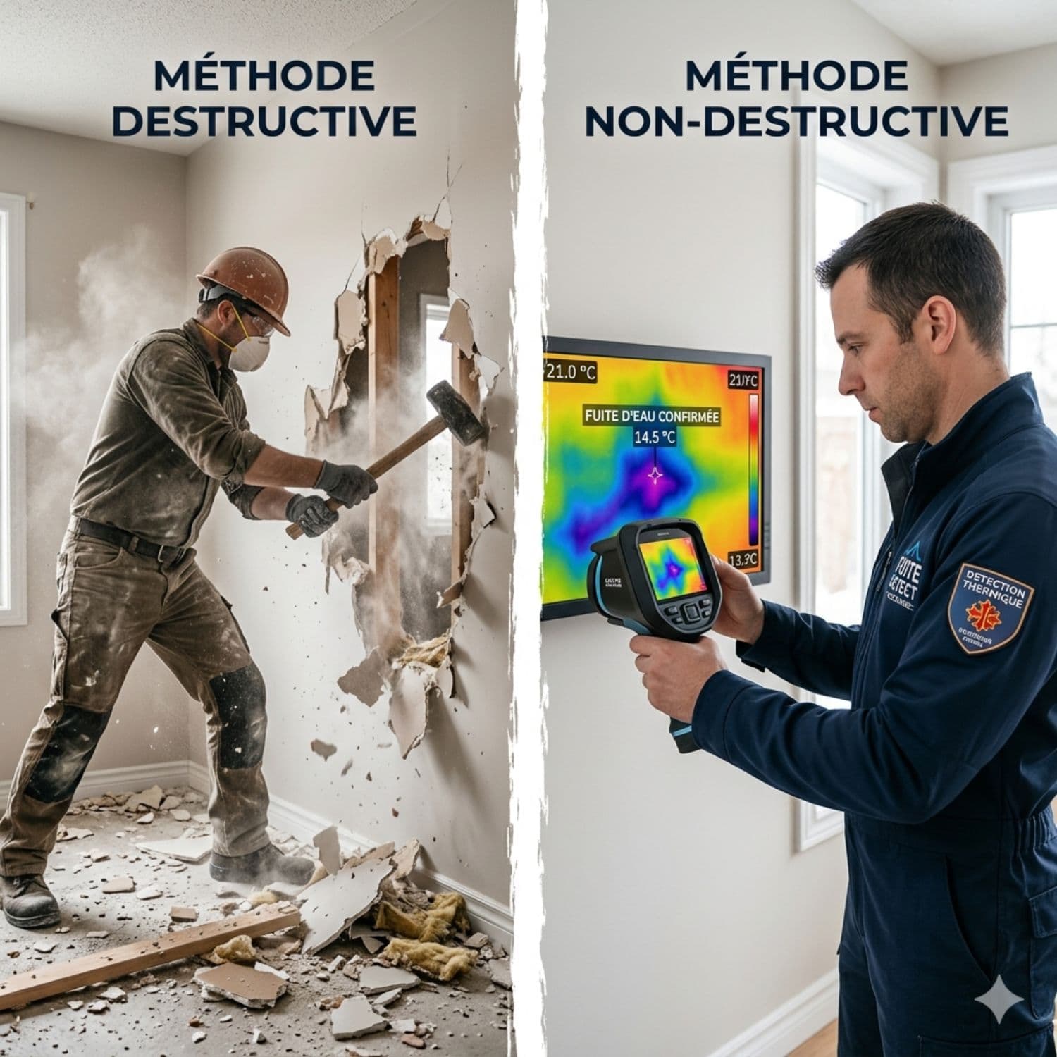 Comparaison recherche fuite destructive non destructive